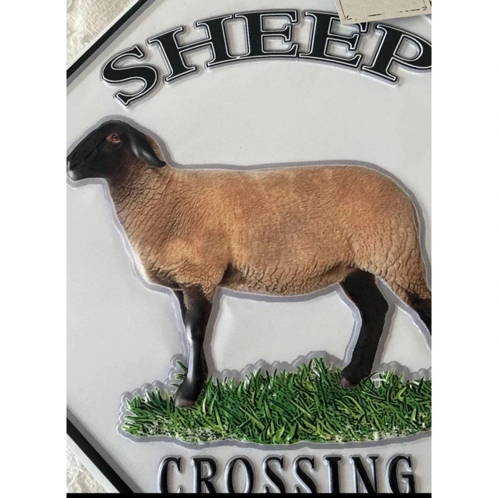 Metal Sheep Crossing Embossed Sign New Farm‎ Decor